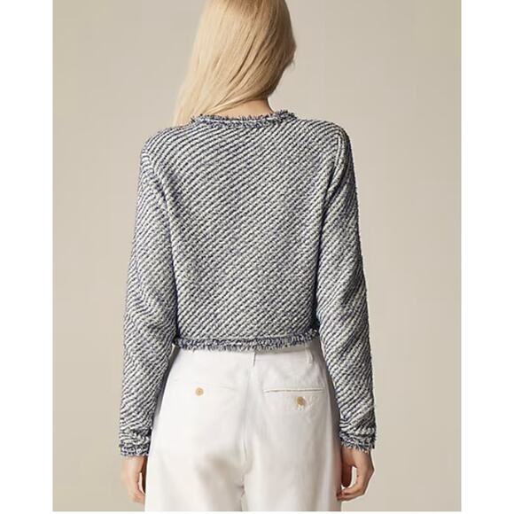 Women's J.Crew Collection Cropped Lady Jacket in Textured Cotton Cardigan size S - Picture 2 of 6